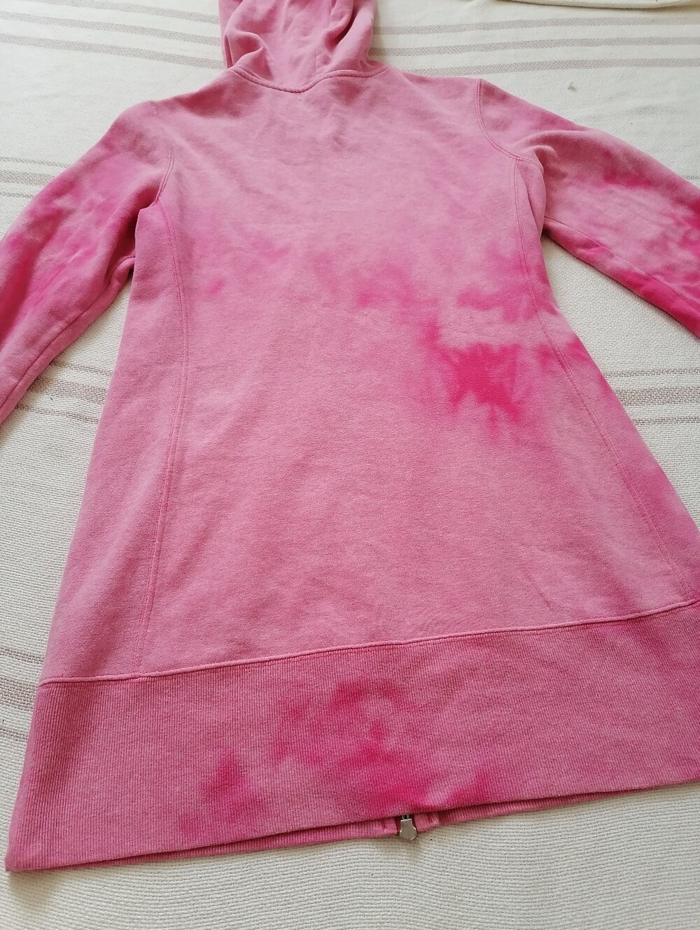 Pink Tie-Dye bleached Zip-Up Hoodie tunic - Picture 7 of 11